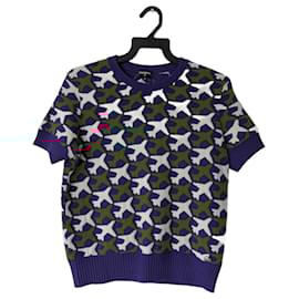 Chanel-Chanel RARE 2016 Spring Blue/Red Airplane Patterned Cashmere Knit Top-Multiple colors