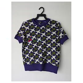 Chanel-Chanel RARE 2016 Spring Blue/Red Airplane Patterned Cashmere Knit Top-Multiple colors