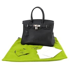 Hermès-Hermes Birkin 30 Handbag in Black Togo Leather-Black