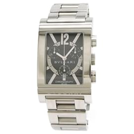 Bulgari-Bvlgari Rettangolo Black Dial Stainless Steel Quartz Men's Watch RTC49S-Other
