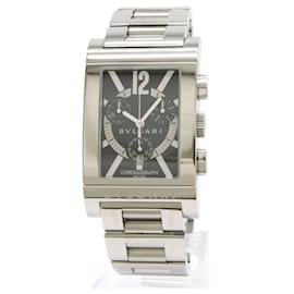 Bulgari-Bvlgari Rettangolo Black Dial Stainless Steel Quartz Men's Watch RTC49S-Other