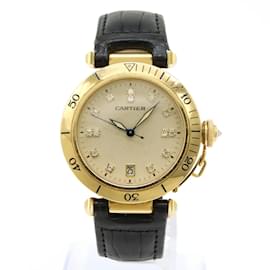 Cartier-Cartier Pasha Ivory Guilloche Dial 18K Yellow Gold Diamond Automatic Men's Watch-Other