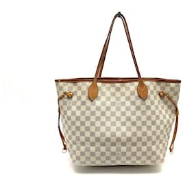 Louis Vuitton-BOLSA LOUIS VUITTON NEVERFULL MM EM CANVAS DAMIER AZUR N40604-Branco