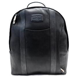 St Dupont-NEW ST DUPONT LINE D D-181257 BLACK GRAINED LEATHER BACKPACK BAG-Black