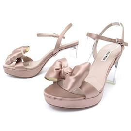 Miu Miu-NINE MIU MIU PUMP SHOES WITH SATIN BOW 37.5 PINK-Pink