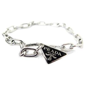NEUF BRACELET PRADA SYMBOLE 2JB357 23CM EN ARGENT MASSIF 925 SILVER BANGLE Argenté