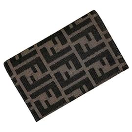 Fendi-Fendi Bi-fold Wallet in Khaki Brown-Brown,Khaki