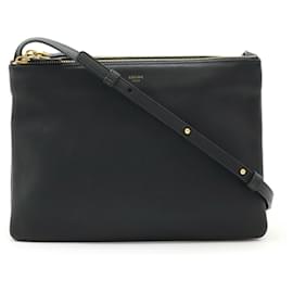 Céline-Celine Trio Large Shoulder Bag in Black Lambskin-Black