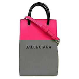 Balenciaga-Balenciaga Leather Shoulder Bag-Black,Pink