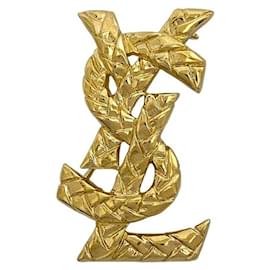 Yves Saint Laurent-Yves Saint Laurent Gold Pin Brooch-Golden