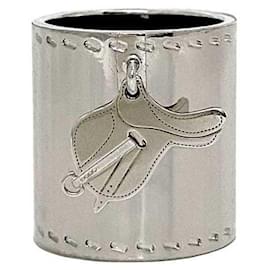 Hermès-Hermes Silver Scarf Ring-Silvery
