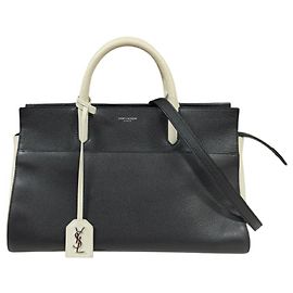 Borsa a Spalla Saint Laurent Cabas Rive Gauche Nero Bianco
