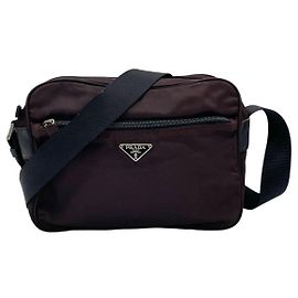 Borsa a tracolla incrociata Prada Bordeaux Marrone Rosso con logo Marrone Rosso