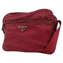 Borsa a tracolla incrociata logo Prada rosso scuro Bordò