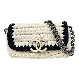 Chanel-Chanel Crochet Shoulder Bag-Black,White