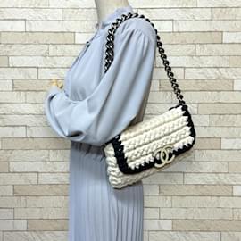 Chanel-Chanel Crochet Shoulder Bag-Black,White
