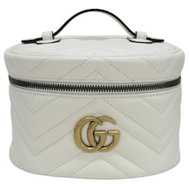 Gucci-Gucci GG Marmont Leather Vanity Bag-White