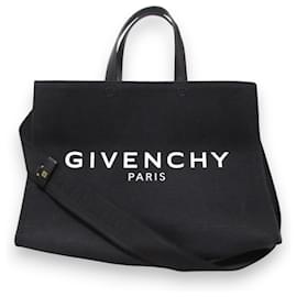 Givenchy-Givenchy G-Tote Cotton x Linen Blend Canvas Tote Bag-Black,White