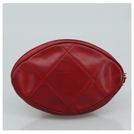 Chanel-CHANEL Matelasse Pouch Lamb Skin Red CC Auth bs21620-Red