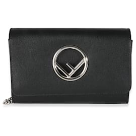 Fendi-Fendi Black Vitello Cruise F Est Fendi Portefeuille Sur Chaîne-Noir