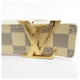 Louis Vuitton-Louis Vuitton Damier Azur Santur LV Initial Belt-White,Navy blue