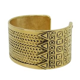 Chanel-Chanel 1985 Vintage Native American Motif Gold Bangle-Golden