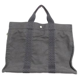 Hermès-Sac tote en toile Hermes Air Line MM en gris-Marron
