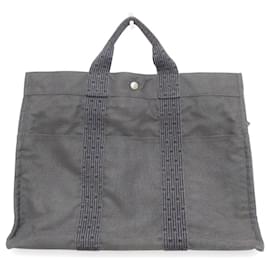 Hermès-Sac tote en toile Hermes Air Line MM en gris-Marron