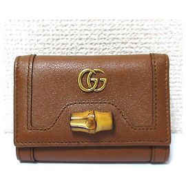 Portafoglio compatto Gucci Bamboo Diana Marrone