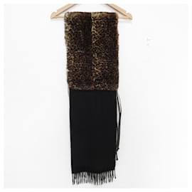 Fendi-Fendi Orirag Fur Cashmere x Mink Candy Stole Scarf-Black