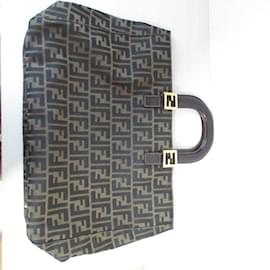 Fendi-Fendi Zucca Pattern Canvas Handbag Tote-Brown