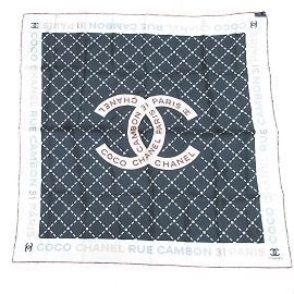 Chanel Coco 31 Rue Cambon Bufanda de Seda Negro Rosa