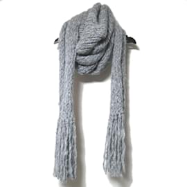 Hermès-Étole en laine d'alpaga gris Hermes avec renard-Marron