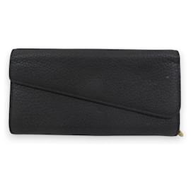 Christian Dior-Christian Dior Diorissimo Rencontre Leather Bi-fold Long Wallet-Black,Purple