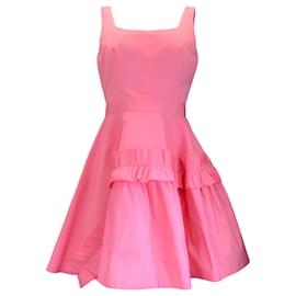 Alexander Mcqueen-Alexander McQueen Pink Ruffled Sleeveless Flared Mini Dress-Pink
