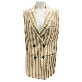 Forte Forte gestreifter Lurex-Weste in Goldmetallic forte_forte 2023 Golden