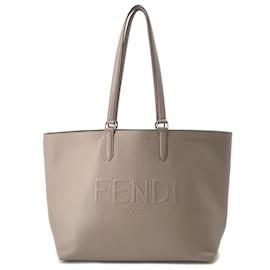 Fendi-Fendi Grayish Leather Tote Bag-Grey