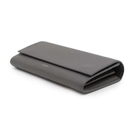Céline-Celine Gray Leather Coin Purse-Brown