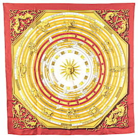 Hermès-Hermès Red Astrologie Dies et Hore Silk Scarf-Red,Other