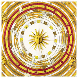 Hermès-Hermès Red Astrologie Dies et Hore Silk Scarf-Red,Other