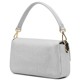 Fendi-Sac à main Baguette en jersey rayé blanc Fendi-Autre