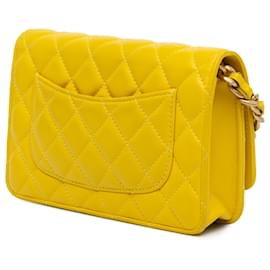 Chanel-Chanel Yellow Quilted Lambskin Candy Chain Wallet on Chain-Yellow