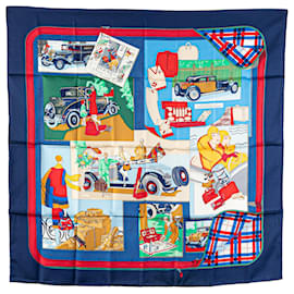 Hermès-Hermès Blue L Elegance et le Confort en Automobile Silk Scarf-Blue,Other