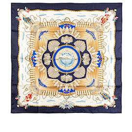 Hermès-Hermès White Railing Silk Scarf-Other