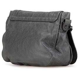 Balenciaga-Balenciaga Gray Lambskin Motocross Classic Neo Folk Messenger Bag-Brown