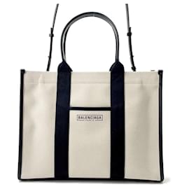 Balenciaga-Balenciaga Medium Canvas Tote Bag-Black,White