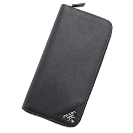 Prada-Prada Long Wallet in Black Saffiano Leather-Black
