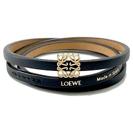 Pulseira Loewe Anagram Twist em couro de bezerro Preto