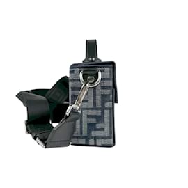 Fendi-Fendi Navy Canvas Shoulder Bag-Navy blue