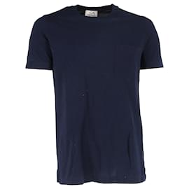 Hermès-Hermes Pocket T-Shirt in Navy Blue Cotton-Blue,Navy blue